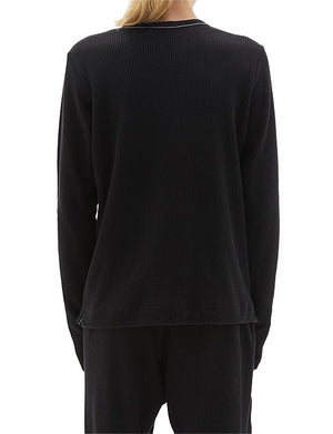 Bassike Heritage Waffle L/S T Shirt Black