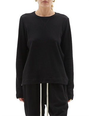 Bassike Heritage Waffle L/S T Shirt Black