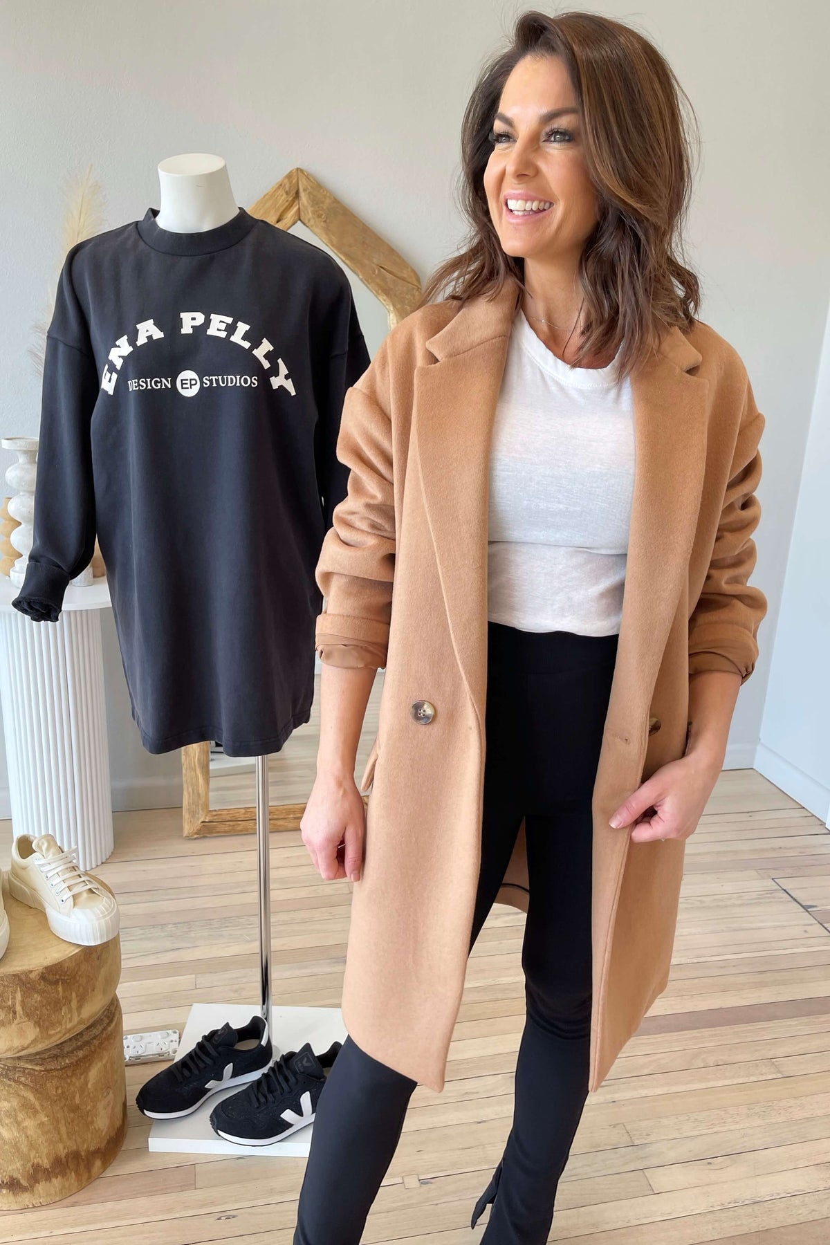 Oversized tan clearance coat