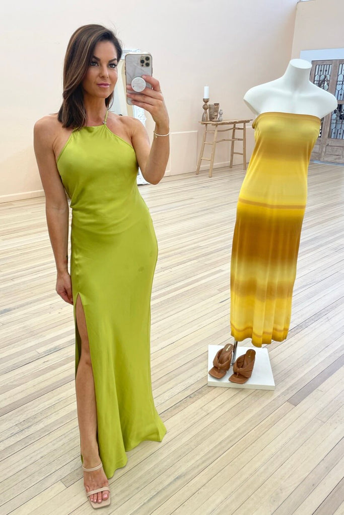 Bec Bridge Teresa Halter Maxi Dress Wasabi Fifi Annie Boutique