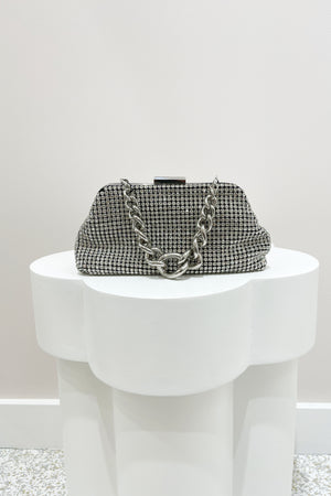 Olga Berg Jerry Crystal Vintage Clutch | Silver