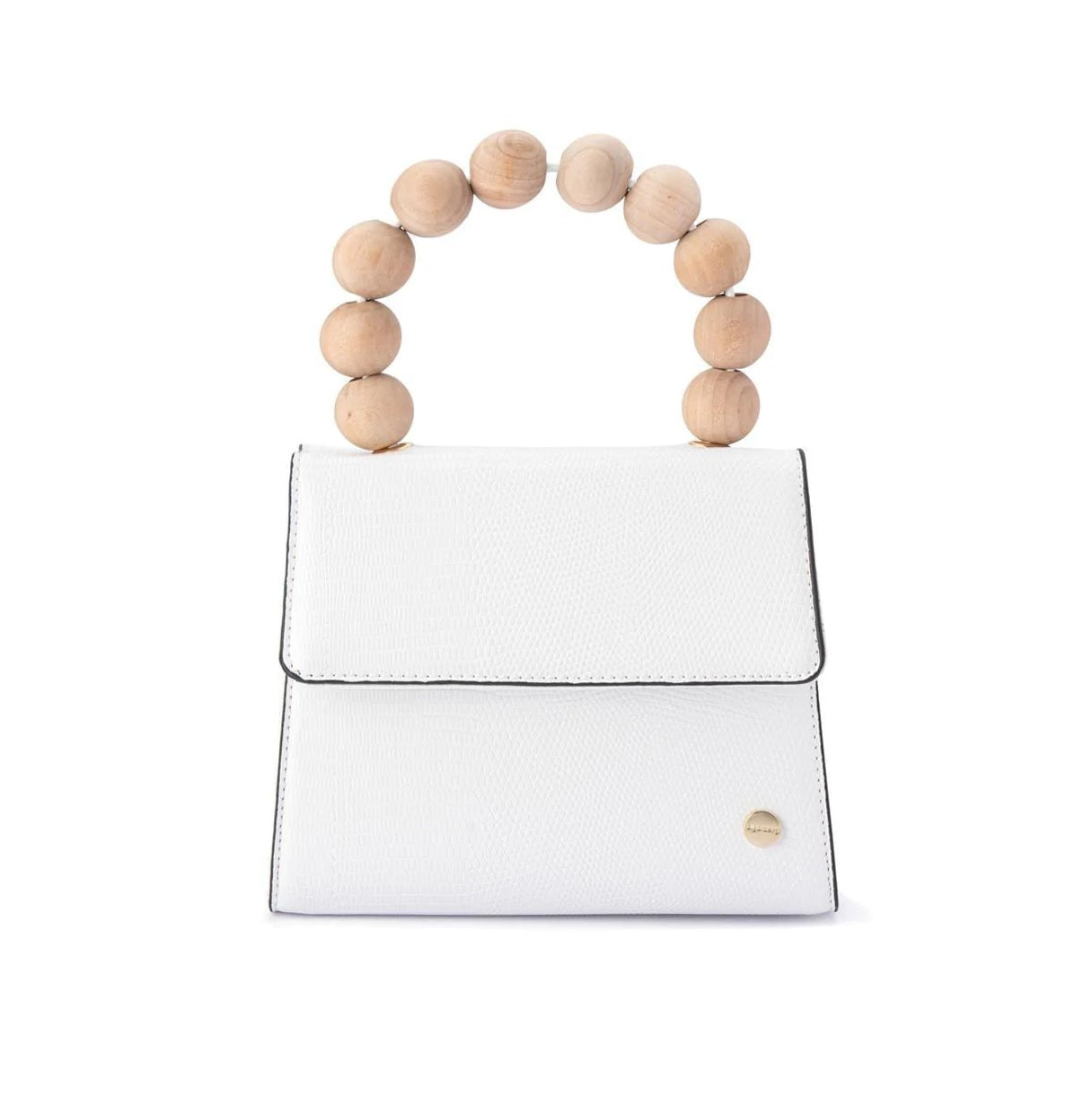 Olga Berg Caylee Wood Bead Handle Bag | White