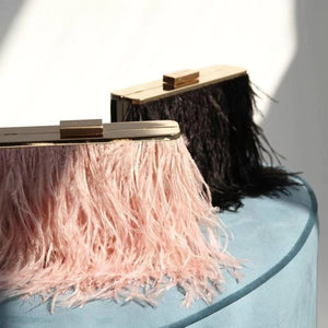 Olga Berg Estelle Feather Clutch | Blush