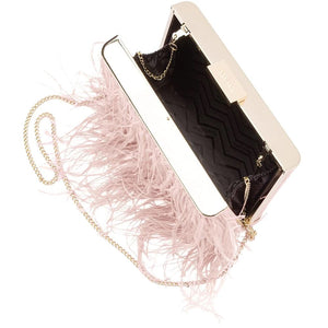 Olga Berg Estelle Feather Clutch | Blush