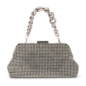 Olga Berg Jerry Crystal Vintage Clutch | Silver